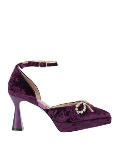 Emanuélle Vee Woman Pumps Mauve Size 9 Textile Fibers In Purple