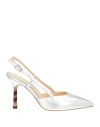 Emanuélle Vee Woman Pumps Silver Size 7 Leather In Silver