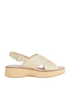 Emanuélle Vee Woman Sandals Beige Size 6 Leather In Beige