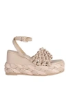 Emanuélle Vee Woman Sandals Beige Size 8 Leather
