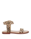 Emanuélle Vee Woman Sandals Beige Size 7 Leather