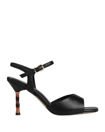 Emanuélle Vee Woman Sandals Black Size 8 Leather