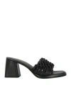 Emanuélle Vee Woman Sandals Black Size 11 Leather In Black