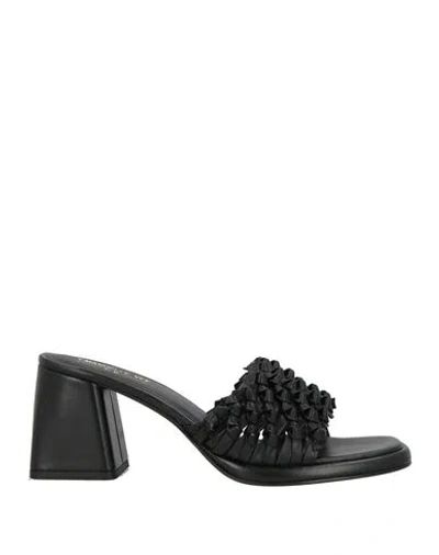 Emanuélle Vee Woman Sandals Black Size 11 Leather