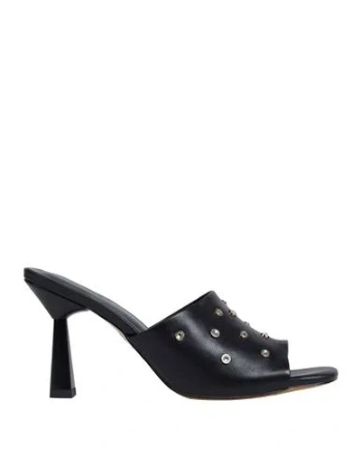 Emanuélle Vee Woman Sandals Black Size 11 Leather