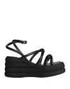 Emanuélle Vee Woman Sandals Black Size 7 Leather In Black