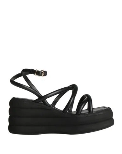 Emanuélle Vee Woman Sandals Black Size 7 Leather