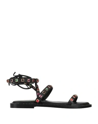 Emanuélle Vee Woman Sandals Black Size 8 Leather