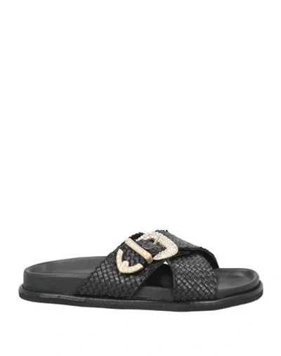 Emanuélle Vee Woman Sandals Black Size 8 Goat Skin