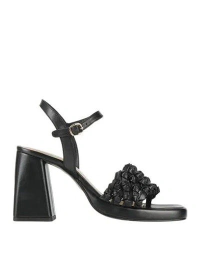 Emanuélle Vee Woman Sandals Black Size 8 Leather