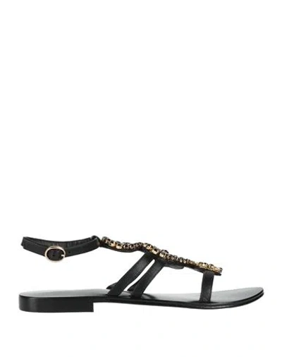 Emanuélle Vee Woman Sandals Black Size 8 Leather