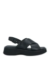 EMANUÉLLE VEE EMANUÉLLE VEE WOMAN SANDALS BLACK SIZE 8 LEATHER