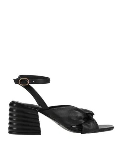 Emanuélle Vee Woman Sandals Black Size 8 Soft Leather