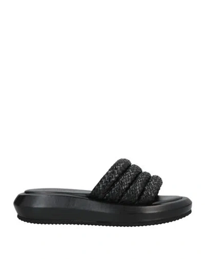 Emanuélle Vee Woman Sandals Black Size 9 Soft Leather