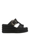Emanuélle Vee Woman Sandals Black Size 7 Textile Fibers
