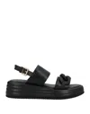 Emanuélle Vee Woman Sandals Black Size 9 Soft Leather