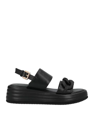 Emanuélle Vee Woman Sandals Black Size 9 Soft Leather