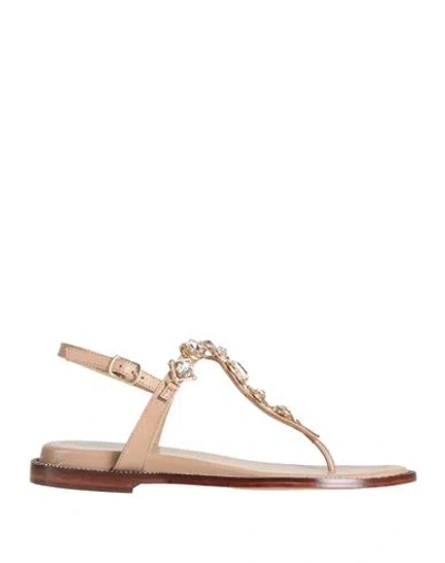 Emanuélle Vee Woman Sandals Blush Size 8 Leather In Neutral