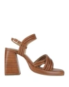 Emanuélle Vee Woman Sandals Brown Size 8 Leather In Brown