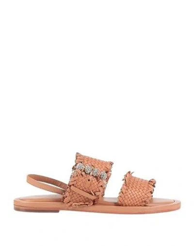 Emanuélle Vee Woman Sandals Brown Size 8 Soft Leather