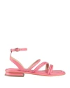 Emanuélle Vee Woman Sandals Coral Size 8 Leather In Red