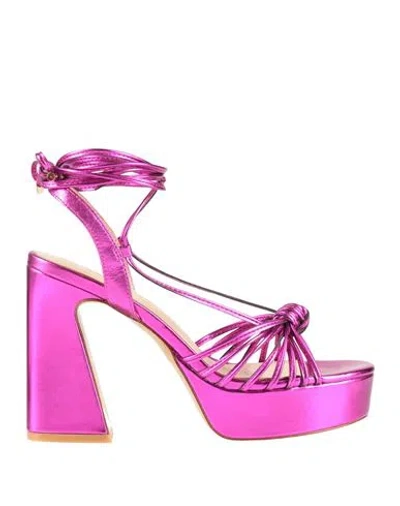 Emanuélle Vee Woman Sandals Fuchsia Size 8 Leather In Pink