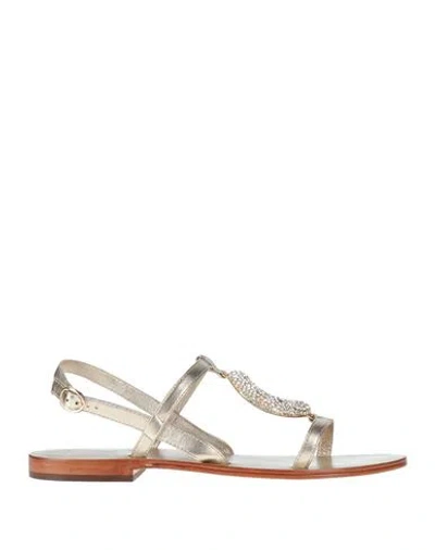 Emanuélle Vee Woman Sandals Gold Size 7 Leather