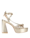 Emanuélle Vee Woman Sandals Gold Size 7 Soft Leather