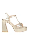 Emanuélle Vee Woman Sandals Gold Size 6 Leather In Gold