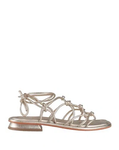 Emanuélle Vee Woman Sandals Gold Size 8 Leather