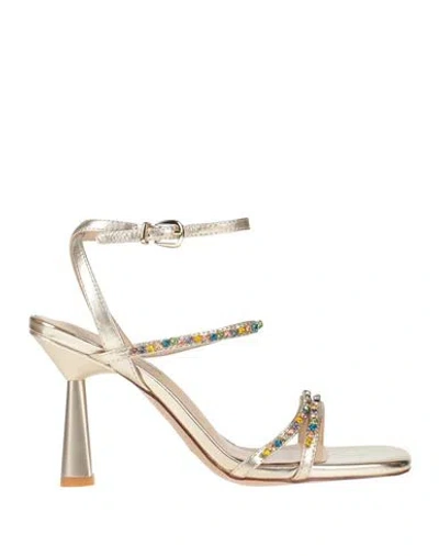 Emanuélle Vee Woman Sandals Gold Size 8 Leather