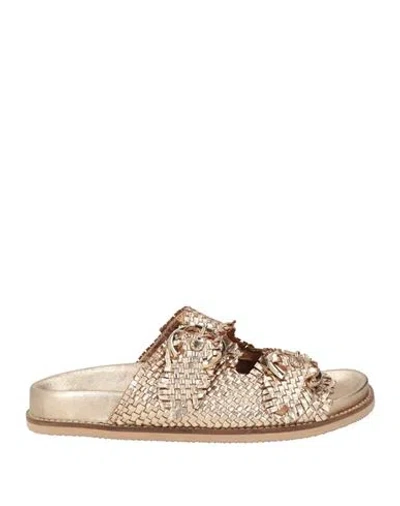 Emanuélle Vee Woman Sandals Gold Size 8 Synthetic Material