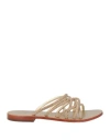 Emanuélle Vee Woman Sandals Gold Size 8 Textile Fibers