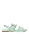 Emanuélle Vee Woman Sandals Light Green Size 6 Soft Leather