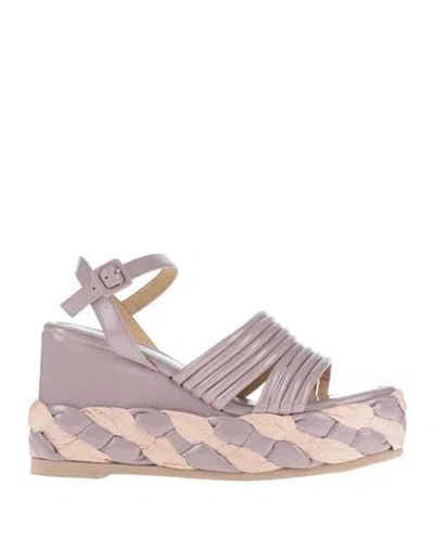 Emanuélle Vee Woman Sandals Lilac Size 8 Leather In Purple