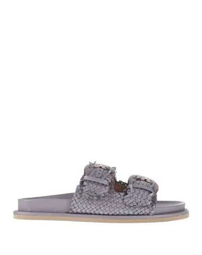 Emanuélle Vee Woman Sandals Lilac Size 8 Leather In Purple