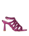 Emanuélle Vee Woman Sandals Mauve Size 8 Leather, Textile Fibers In Purple