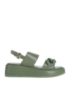 Emanuélle Vee Woman Sandals Military Green Size 10 Soft Leather