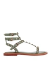 Emanuélle Vee Woman Sandals Military Green Size 8 Soft Leather In Green