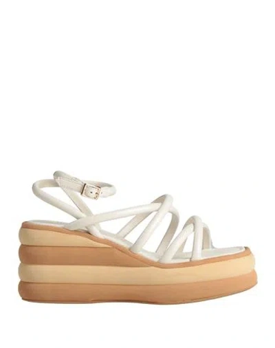 Emanuélle Vee Woman Sandals Off White Size 10 Leather