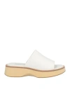 Emanuélle Vee Woman Sandals Off White Size 8 Leather In Off White