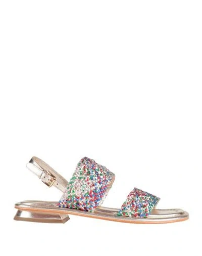 Emanuélle Vee Woman Sandals Platinum Size 8 Leather In Grey