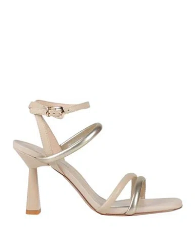 Emanuélle Vee Woman Sandals Platinum Size 10 Leather In Grey
