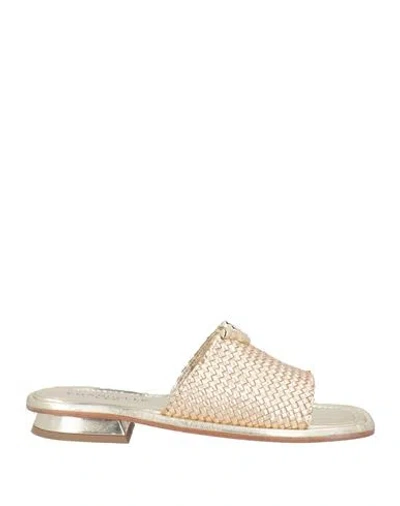 Emanuélle Vee Woman Sandals Platinum Size 8 Leather In Neutral