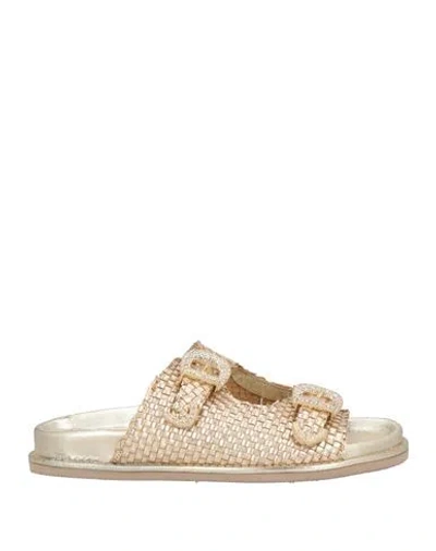 Emanuélle Vee Woman Sandals Platinum Size 8 Leather In Neutral