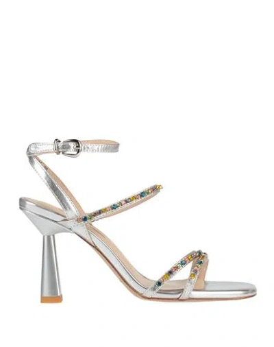 Emanuélle Vee Woman Sandals Silver Size 6 Leather
