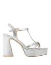 Emanuélle Vee Woman Sandals Silver Size 10 Leather