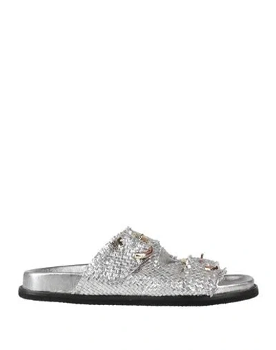 Emanuélle Vee Woman Sandals Silver Size 8 Synthetic Material