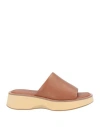 Emanuélle Vee Woman Sandals Tan Size 5 Leather In Brown