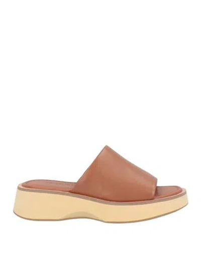 Emanuélle Vee Woman Sandals Tan Size 5 Leather In Brown
